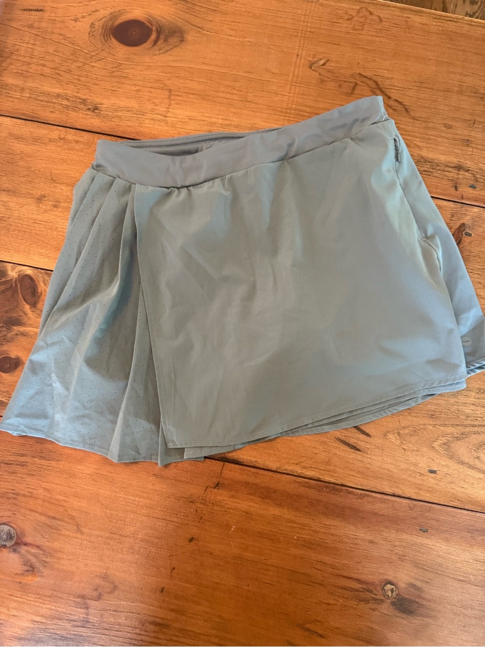 Avia Sage Green Athletic Skort with Pleated Perforated Panel